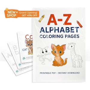 A-Z Alphabet Coloring Book | Printable Educational Worksheets for Preschool, Homeschool, Classroom – Instant Download PDF