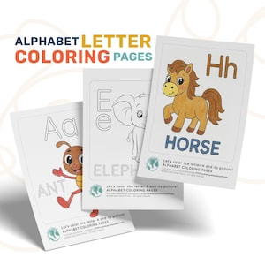 Páginas para colorear del alfabeto / 26 letras imprimibles en PDF para niños