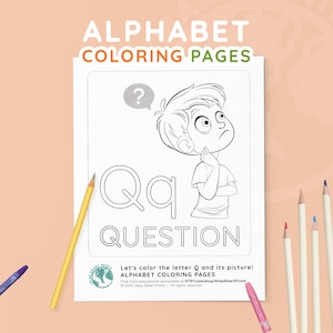 Letter Q Coloring Page | Alphabet Coloring Worksheet - Printable ABC Activity - Educational Preschool Worksheet, Letter Coloring Pages