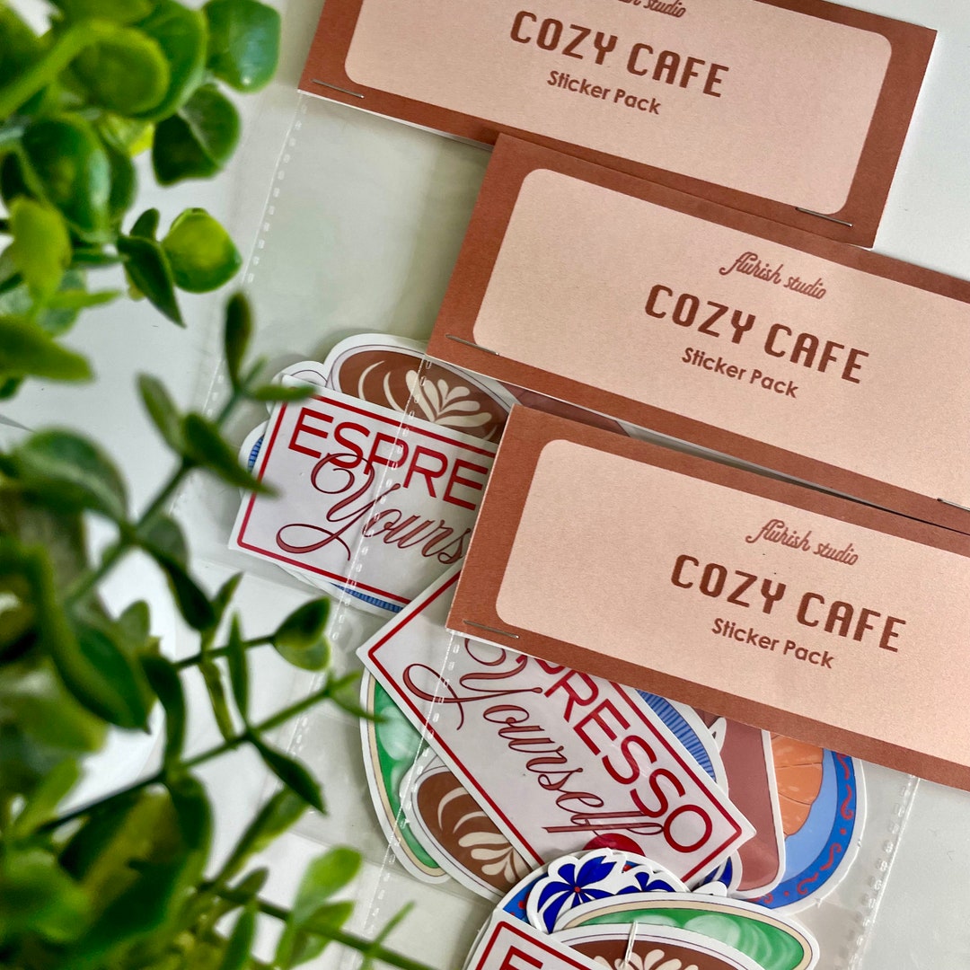 Cozy Cafe Glossy Sticker Pack - Etsy