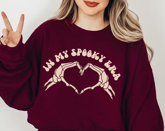 In My Spooky Era Sweatshirt, Skeleton Sweatshirt, Autumn Sweatshirt, Halloween Crewneck, Fall Sweatshirt for Women, Spooky Skeleton Hoodie