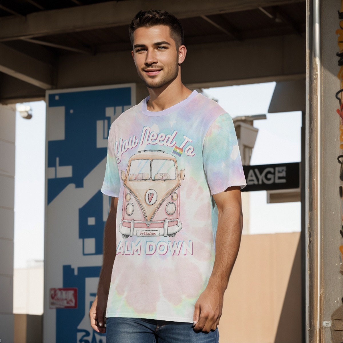 Taylor Merch for Men - You Need To Calm Down - Rainbow Tie Dye shirt