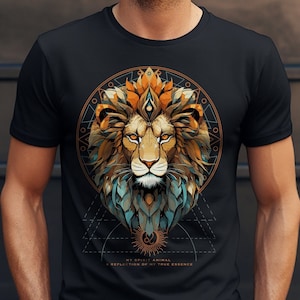 Lion Shirt, Lion Spirit Animal T-Shirt, Leo Zodiac Shirt, Astrology Gift for Leo constellation t shirt, Shamanic Totem Shirt, Birthday Gifts