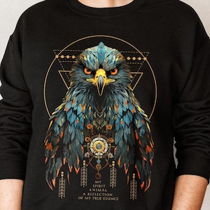Eagle Shirt, Eagle Sweatshirt, Eagle Spirit Guardian Sweater, Power Animal Totem Spiritual Shamanic Indigenous Hippie Pullover, Gift for him