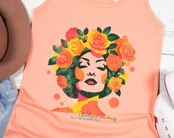 Débardeur dos nageur rétro Floral débardeur vintage tête de rose femme haut des années 80 pour femme débardeur d'été, débardeur artistique Pop Art Slim Fit débardeur Rose cadeau pour amoureux