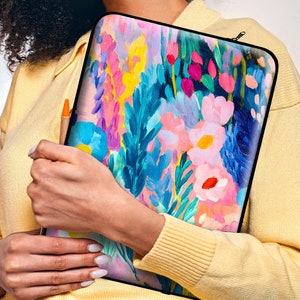 Wildflower Laptop Sleeve, Floral Laptop Cover, Flower Laptop Case for MacBook Pro, Tablet Pouch, iPad Protective Cover, Padded Computer Bag