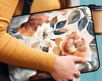 Laptop Case Macbook Sleeve, Floral Tablet Cover, iPad Protective Bag, Rose Flowers Botanical Cottagecore Woman's Computer Case 12 13 15 Inch