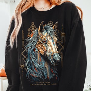 Horse Sweatshirt Horse Sweater Horse Rider Shirt, Majestic Horse Spirit Animal Shirt Horseback Riding, Equestrian Horse Lover Gift for Him