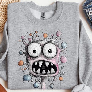 Halloween Monster Sweatshirt Funny Sarcastic Shirt, Scaredy Creepy Monster Sweater Cute Spooky Season Party Costume freaky Halloween Outfit