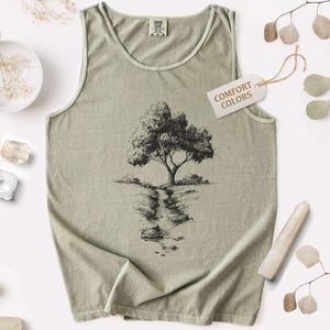 Trädlinne i bekväma färger, vintage naturskjorta, minimalistisk herrcampingoutfit, sommartopp för utomhusbruk, bomullslinne för kvinnor, vandringsgåvor