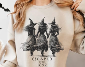 Halloween Shirt 1692 Salem Witch Sweatshirt Halloween Hoodie Mystical Witchy T-Shirt Vintage Witches Halloween Costume Spooky Season Sweater