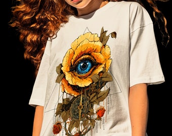 Boho Eye Rose T-Shirt, Surreal Spiritual Awakening Tee, Psychedelic Abstract Rose Eye, Tattoo Tee, All seeing Eye Tee, Third Eye, Evil Eye