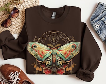 Moth Sweatshirt Butterfly lovers Gift, Mystical Luna Moth Sweater for Women Celestial Shirt Aesthetic Witchy Sweaters Boho Hippie Spiritual