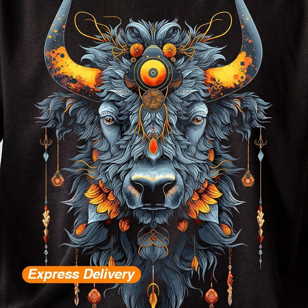 Bison Shirt, Buffalo T-Shirt, Spirit Animal Totem, Shamanic Spirit Guardian Tshirt, Spirit Companion, Indigenous Native American Power Tee