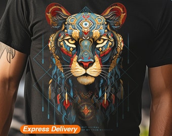 Black Panther, Jaguar, Spirit Animal T-Shirt, Spirit Guide, Black Panther Jaguar Totem, Spiritual Indigenous Shamanic Gift, Express Delivery