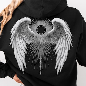 Angel Wings Hoodie Sweatshirt & Full Zip Hoodie Vintage Inspirational Rumi Quotes Born with Wings Shirt Zip-Up Hoodie Sweater Spiritual Gift