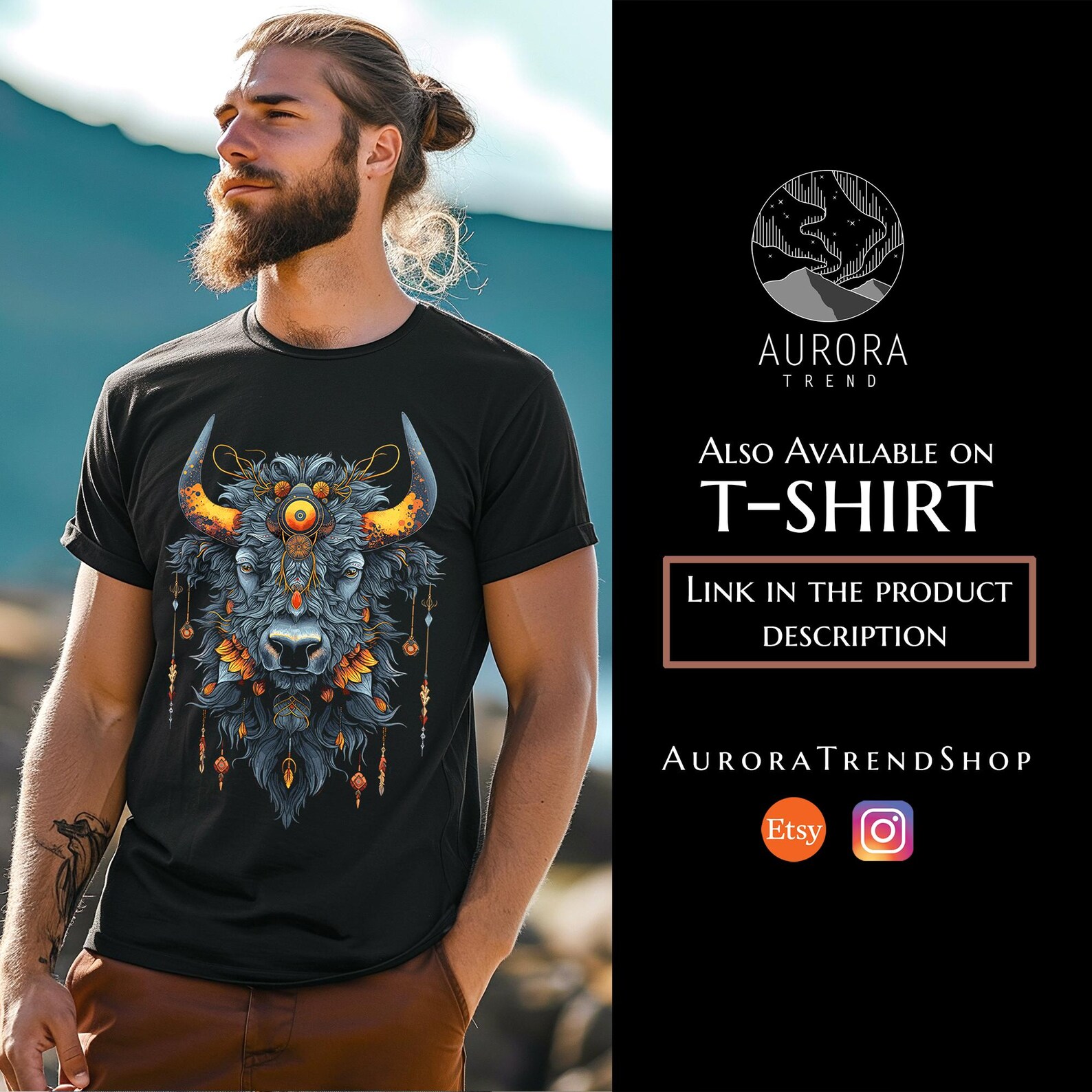 Buffalo Spirit Guide (Brown) T-shirt for Men