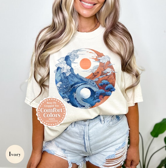 陰陽シャツ レトロ 快適カラー Tシャツ ヴィンテージ 陰陽Tシャツ 神秘