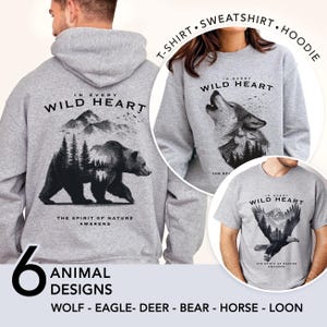 Vintage Animal Shirts: Eagle, Wolf, Deer, Bear, Loon, Horse, Animal T-shirt, Animal Sweatshirt Hoodie, Men's Christmas Gift for Nature Lover