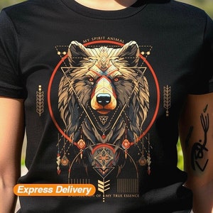 Bear Shirt Bear Spirit Animal T-shirt Indigenous Native Shirt Tribal Totem Tshirts Mystical Whimsical Bears Tee Shamanic Spirit Companion