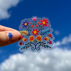 Mexico Folklore Latina Vinyl Sticker Floral Sticker Floral Water Bottle Stickers Funny Stickers Spanish Stickers Latina Clear Stickers