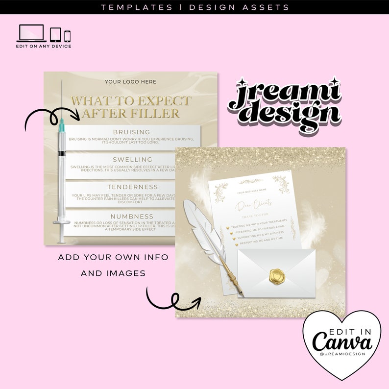 Aesthetics Editable Templates, Lip Filler Instagram Templates, Canva
