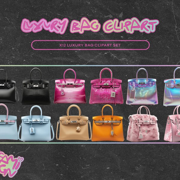 Luxury Handbags Clipart, Glam Clipart, PNG Clipart, Purse Clipart, Fashion Girls Clipart