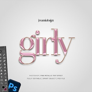 Effet de texte Photoshop, effet de texte rose métallisé