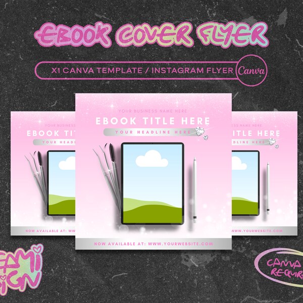 Ebook Flyer Template, Canva Template Mockup, Ebook Flyer Design, Lash Tech Ebook Cover Flyer