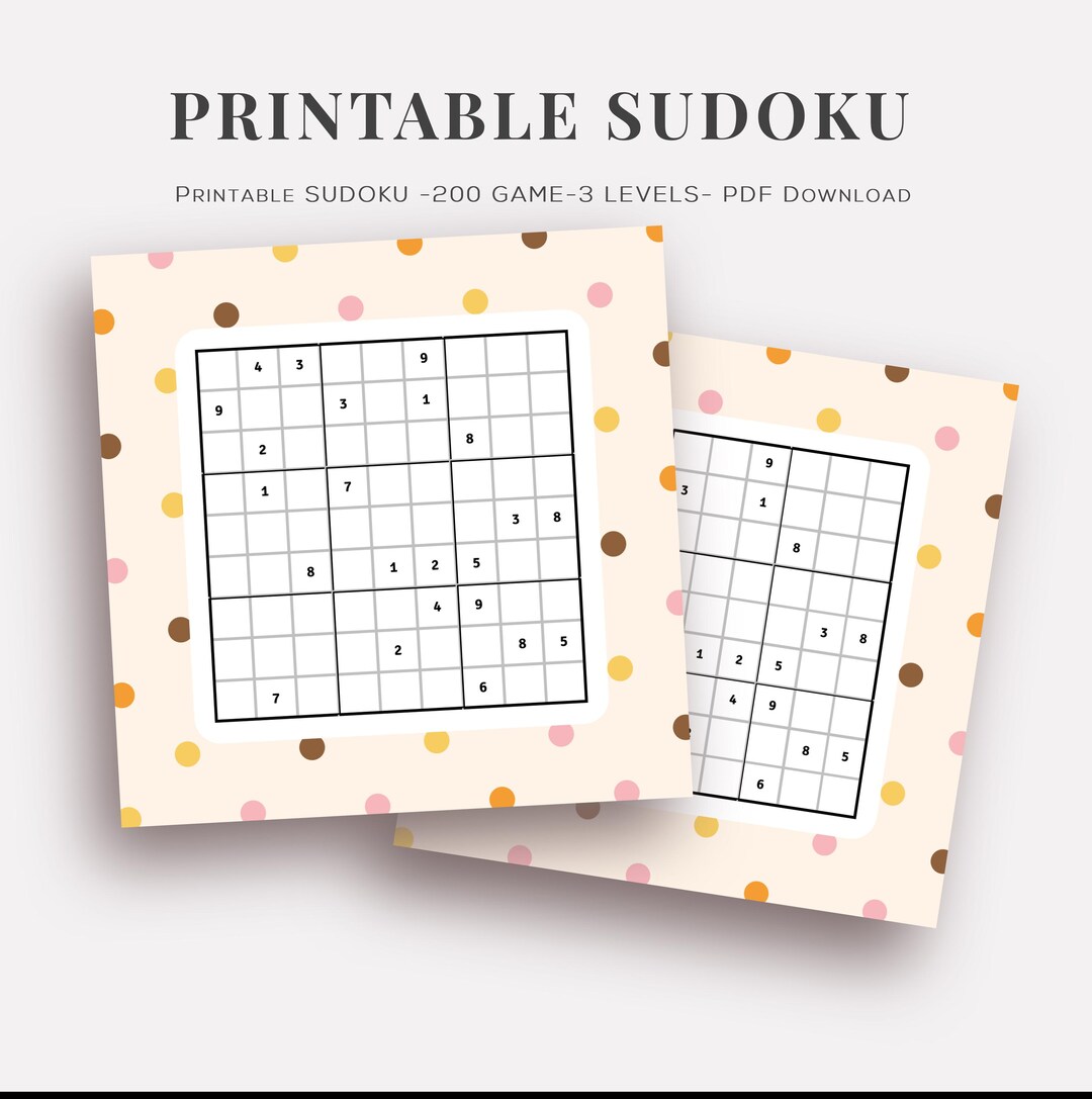 Sudoko Printable 200 Sudokus Printable Soduko Pdf Printanle 100 Pages ...
