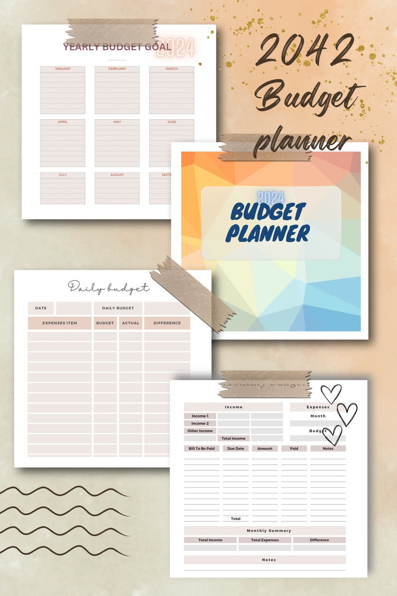 Printable Instant Download 2024 Budget Planner Monthly ,daily ,yearly