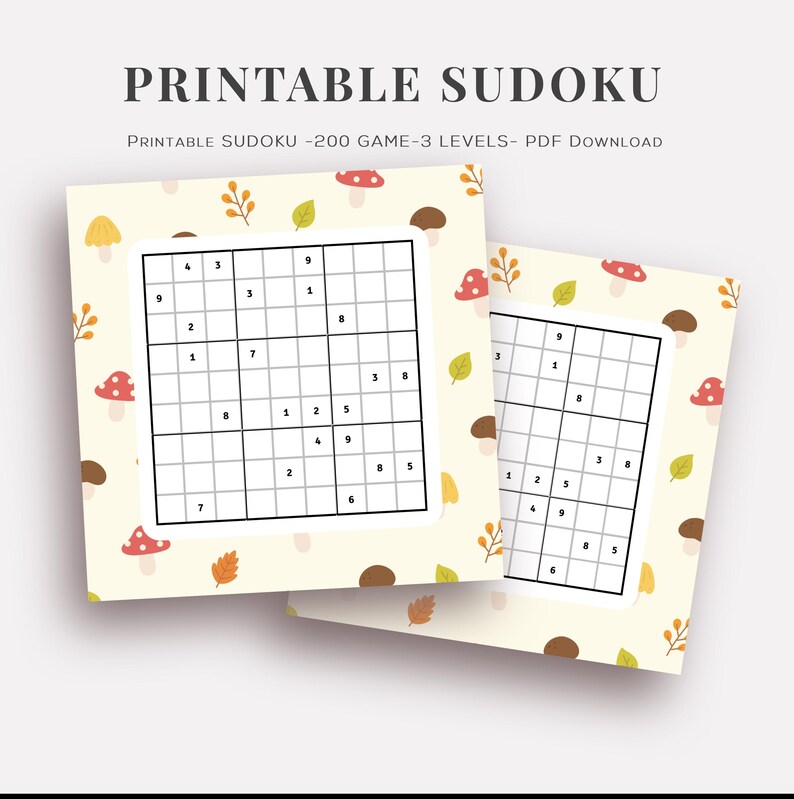 Sudoko Printable 200 Sudokus Printable Soduko Pdf Printanle 100 Pages ...