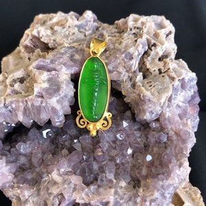 Intaglio Glass Pendant Artemis , Glass Art Intaglio Silver Pendant Ancient Greek Art Vintage Charm 24K Gold Over