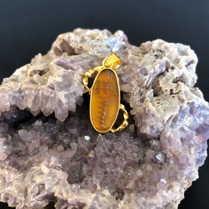 Intaglio Glass Pendant Artemis , Glass Art Intaglio Silver Pendant Ancient Greek Art Vintage Charm 24K Gold Over