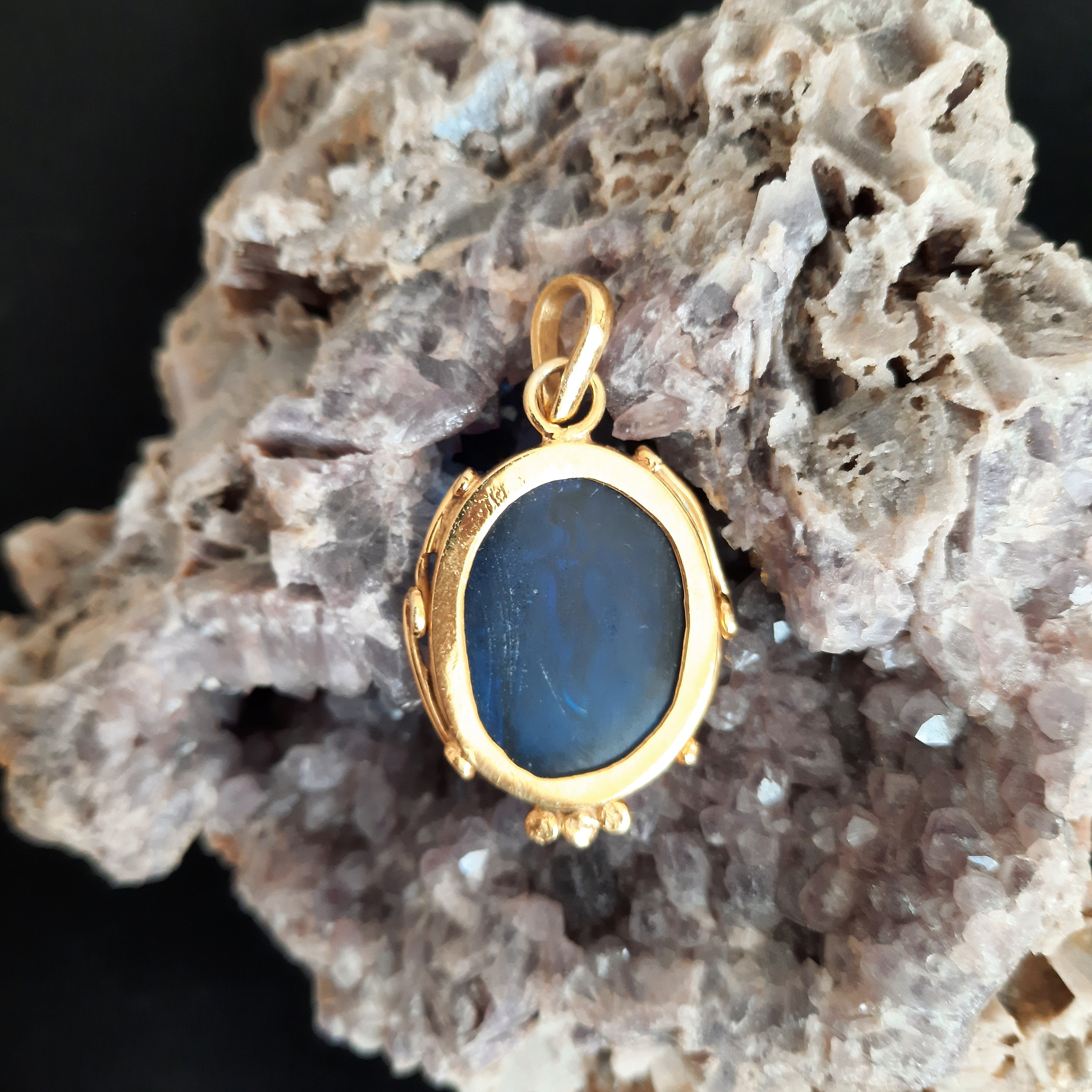 Intaglio Glass Apollo Pendant Glass Art Intaglio Silver Pendant Ancient ...