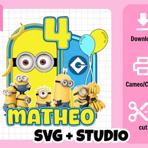 CAMEO-Silhouette-Datei / Cake Topper 3D Minions / Studio3-Format