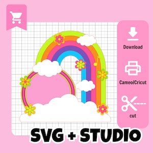 Adorno para torta - SVG/Studio File - Molde Cake topper 3D - Rainbow colors  -  cricut/cameo