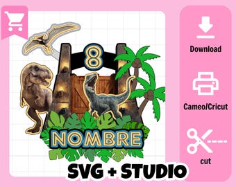Digital File SVG/Silhouette - Cake Topper Jurassic World (cameo / cricut)
