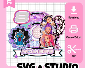 SVG Digital File / Studio - 3D Cake Topper K-Pop Demon Hunters / K-Pop Warriors - (Cricut/Cameo)
