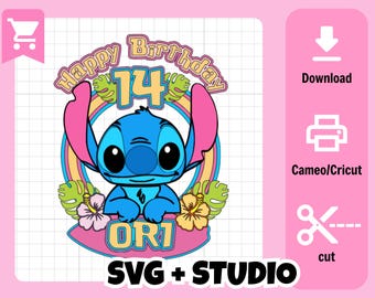 SVG Digital File, Studio - Cake topper Stitch 3D - Cricut, cameo.