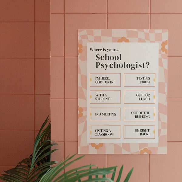 Where is Your School Psychologist Pink Checkered Sign (Digital Download)