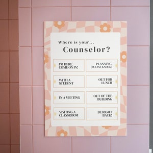 Where is your School Counselor Pink Checkered Sign (Instant Digital Download)