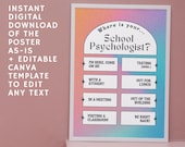 Where is Your School Psychologist Rainbow Sign (Digital Download + Editable Template)