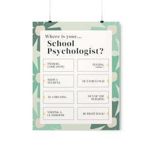 Where is Your School Psychologist Mint Floral Poster