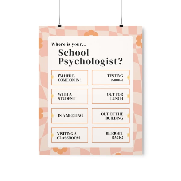 Where is Your School Psychologist Pink Checkered Poster