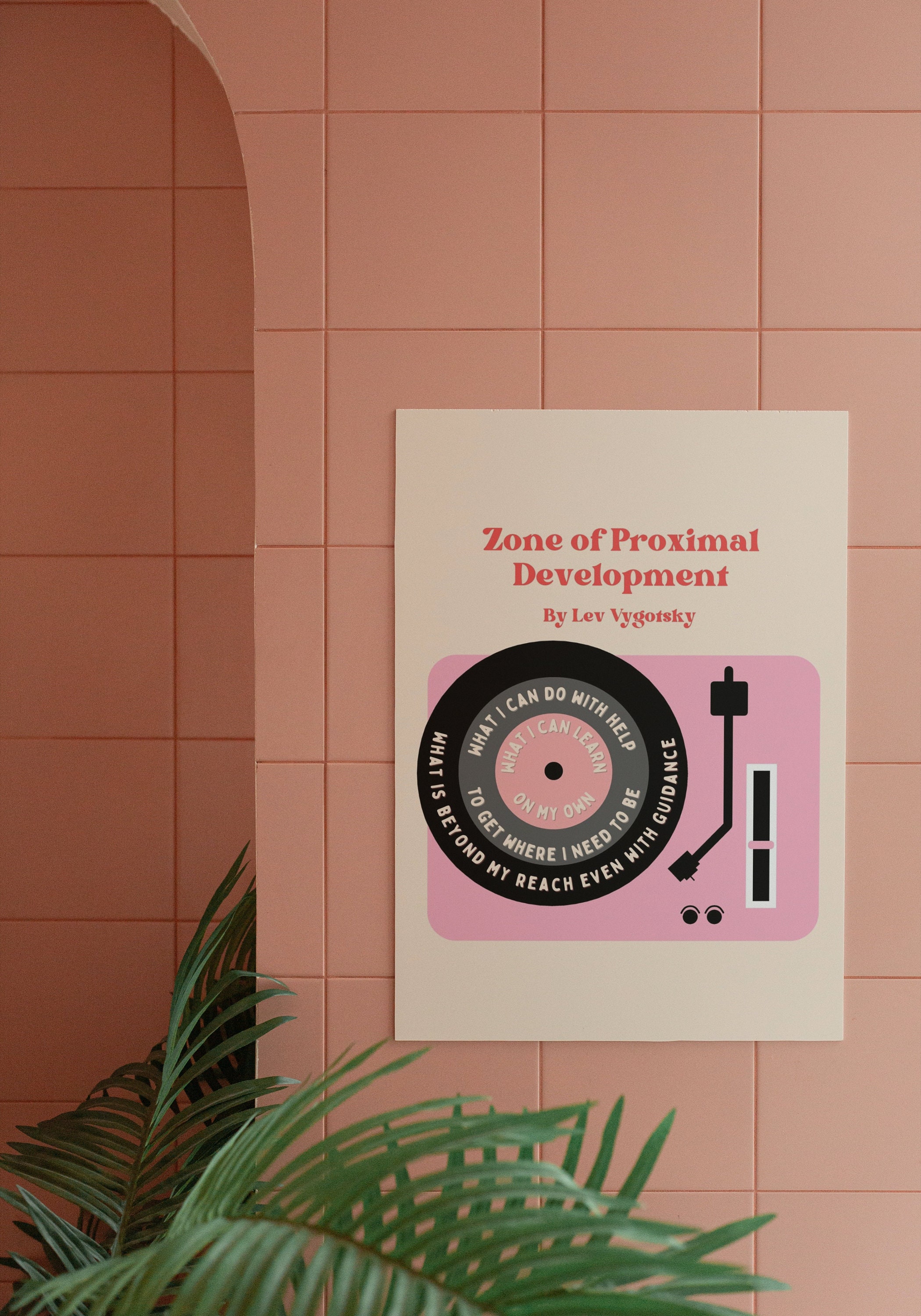 Zones of Proximal Development Record Player Print in Pink (digital ...