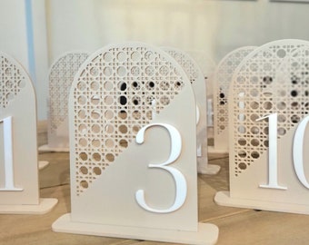 Rattan Table Number | Acrylic Rattan Table Number | Custom Table Number | Custom Wedding Table Number | Acrylic Table Numbers for Wedding