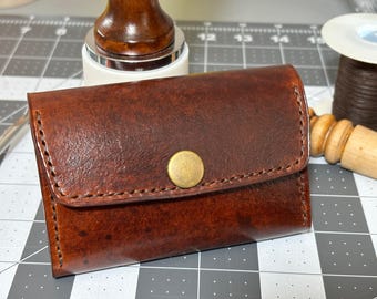 Expandable Women's Handmade Full Grain Leather Wallet with Zipper Coin Pouch and Card Slots