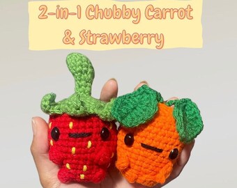 2 - In - 1 Chubby Carrot & Strawberry Crochet Pattern || Amigurumi Pattern
