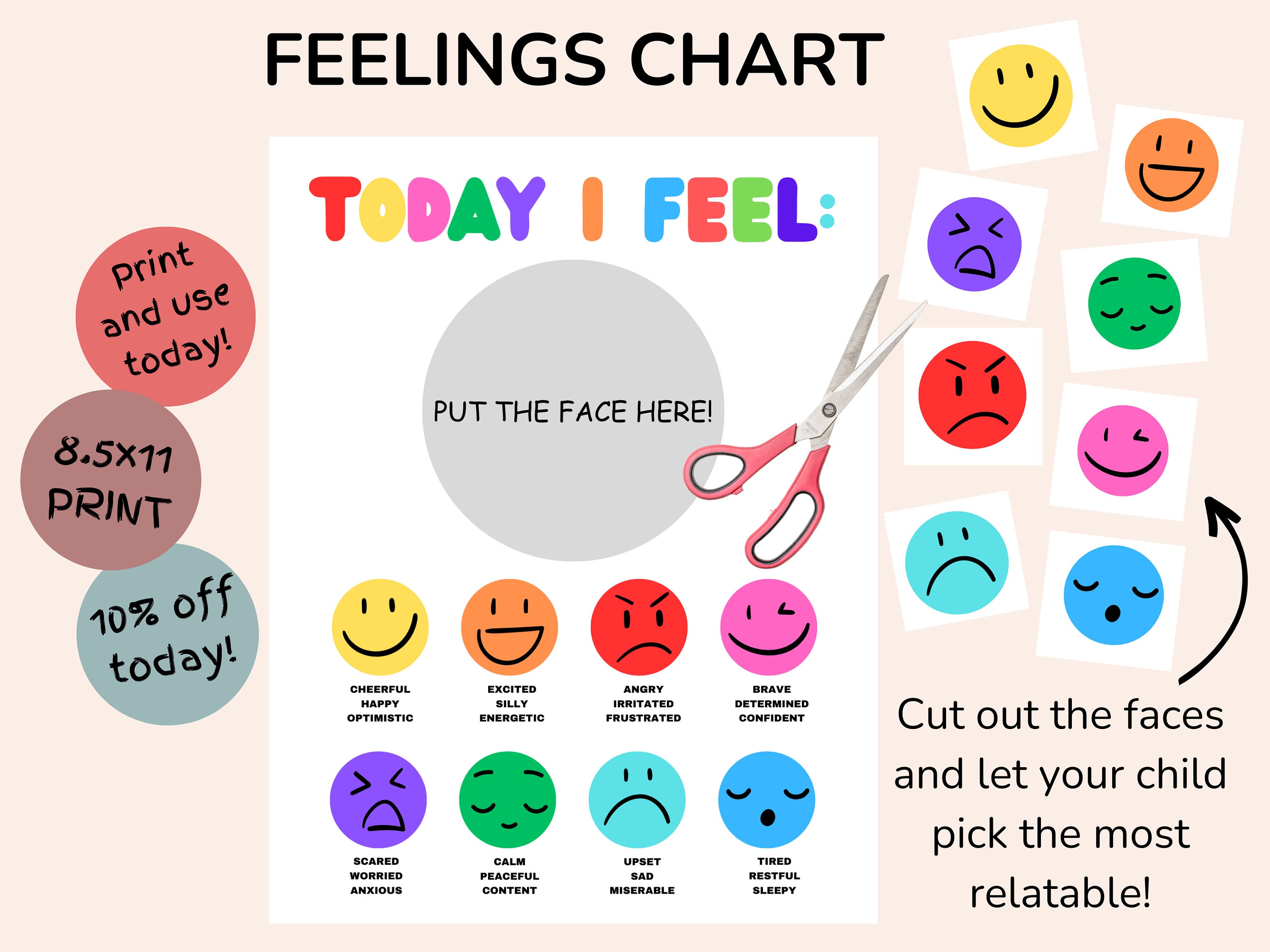 Feelings Poster Emotions Chart Calm Corner Mental Health Etsy